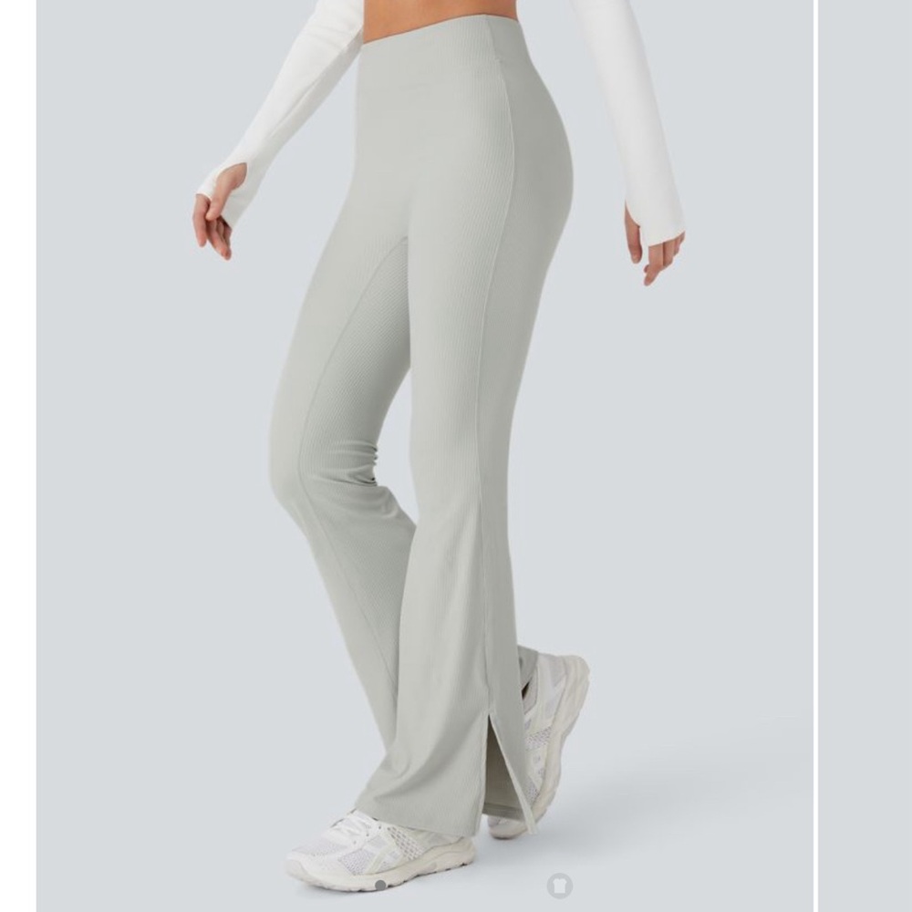 Halara Ribbed High Waisted Split Flared Yoga Full Length Leggings
